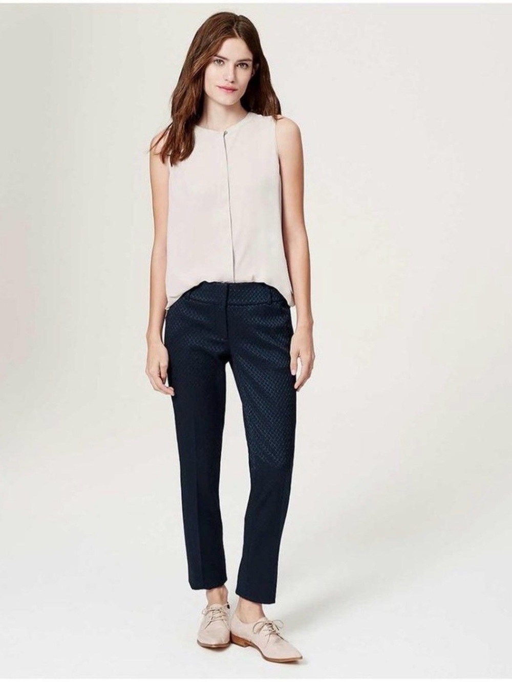 NWT Loft Marisa Skinny Pants 2 Navy Stretch Cotton Blend Workwear Trousers